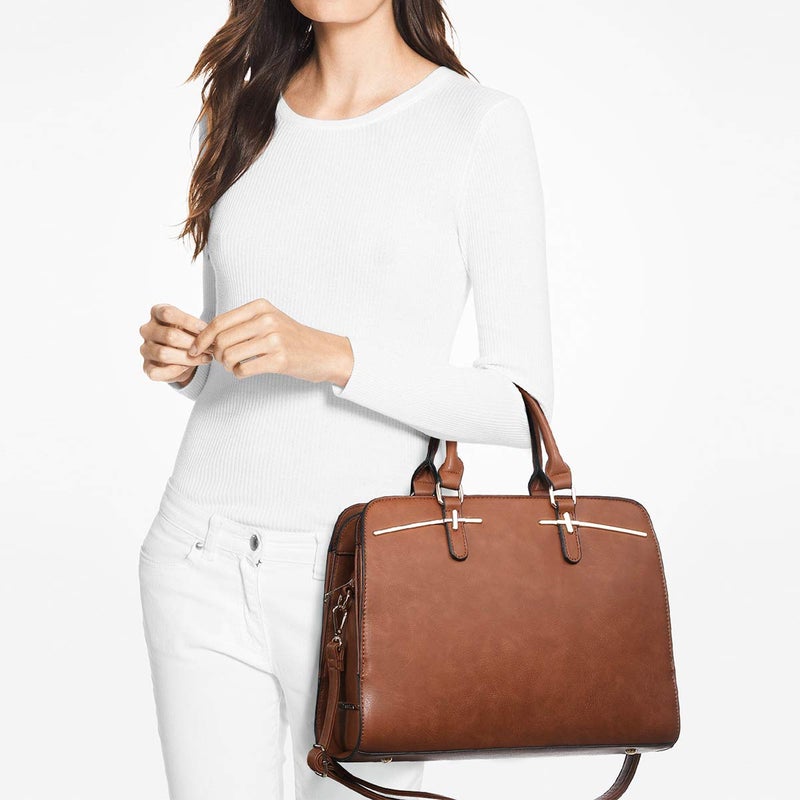 Dasein Women Satchel Handbag Shoulder Purse Top Handle Work Bag Tote Bag With Matching Wallet (Brown) - Image 2